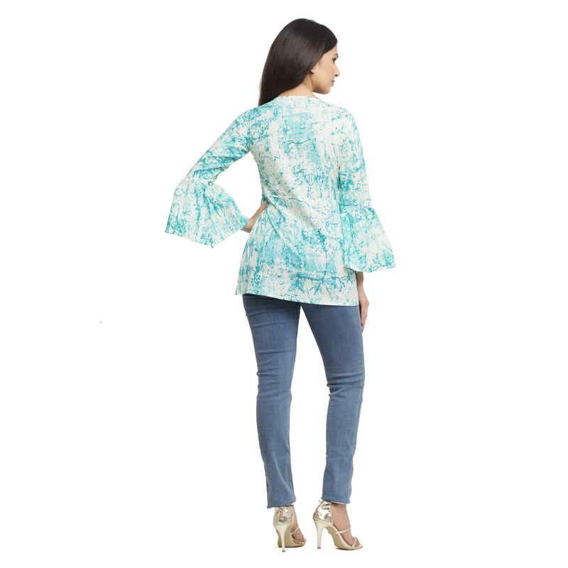 Yash Gallery Women's Indian Tunic Tops for Women and Girl Turquoise - Image 4